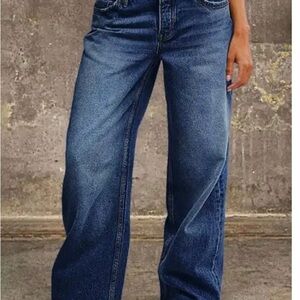 Stylish Indigo Women's Straight Leg Jeans Size large